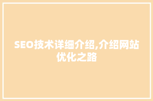 SEO技术详细介绍,介绍网站优化之路  第1张