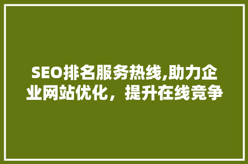 SEO排名服务热线,助力企业网站优化，提升在线竞争力