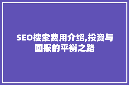 SEO搜索费用介绍,投资与回报的平衡之路