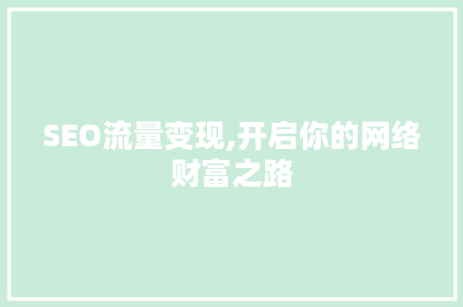SEO流量变现,开启你的网络财富之路