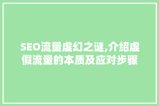 SEO流量虚幻之谜,介绍虚假流量的本质及应对步骤