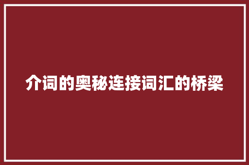 介词的奥秘连接词汇的桥梁