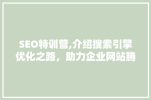 SEO特训营,介绍搜索引擎优化之路，助力企业网站腾飞