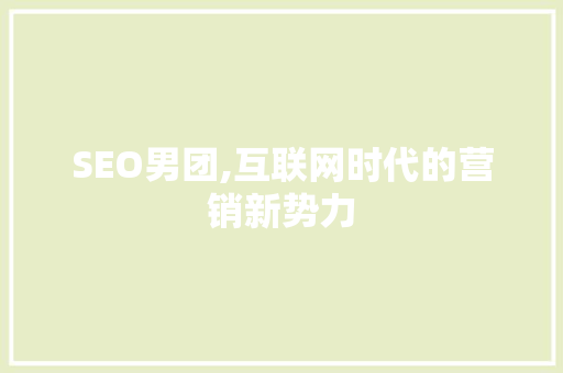 SEO男团,互联网时代的营销新势力