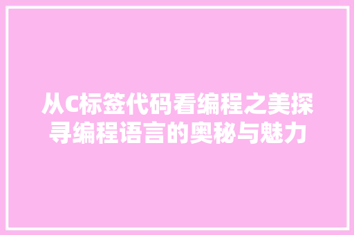 从C标签代码看编程之美探寻编程语言的奥秘与魅力