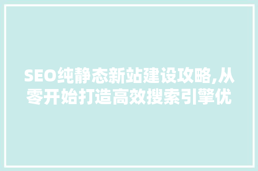SEO纯静态新站建设攻略,从零开始打造高效搜索引擎优化平台