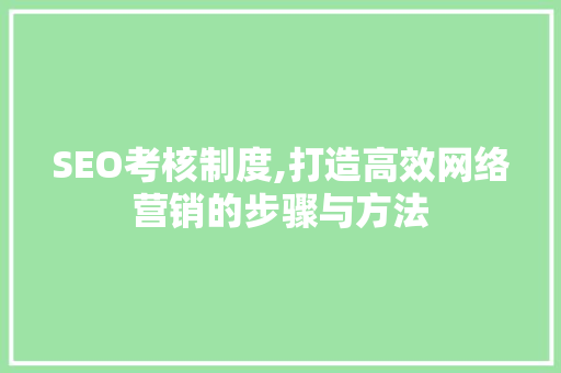 SEO考核制度,打造高效网络营销的步骤与方法