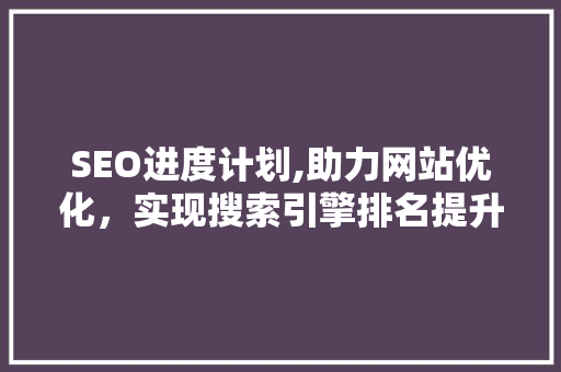 SEO进度计划,助力网站优化，实现搜索引擎排名提升