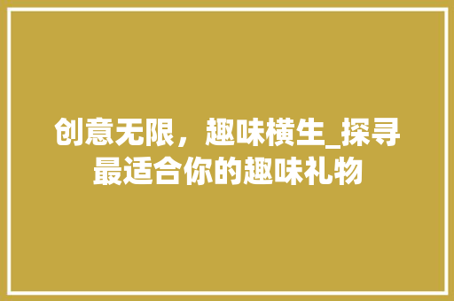 创意无限，趣味横生_探寻最适合你的趣味礼物