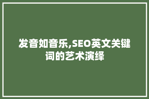 发音如音乐,SEO英文关键词的艺术演绎