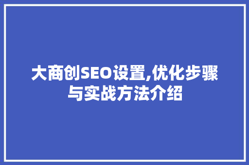 大商创SEO设置,优化步骤与实战方法介绍