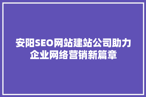 安阳SEO网站建站公司助力企业网络营销新篇章