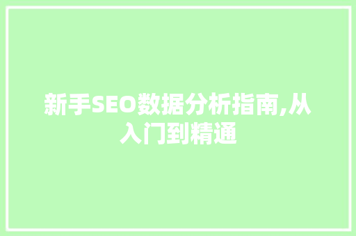 新手SEO数据分析指南,从入门到精通