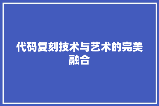 代码复刻技术与艺术的完美融合