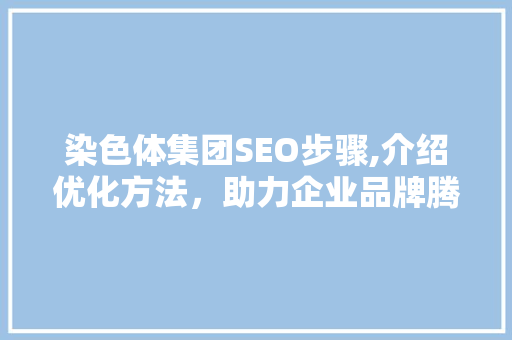 染色体集团SEO步骤,介绍优化方法，助力企业品牌腾飞