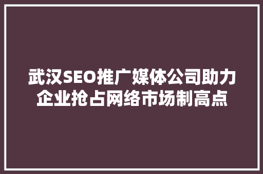 武汉SEO推广媒体公司助力企业抢占网络市场制高点