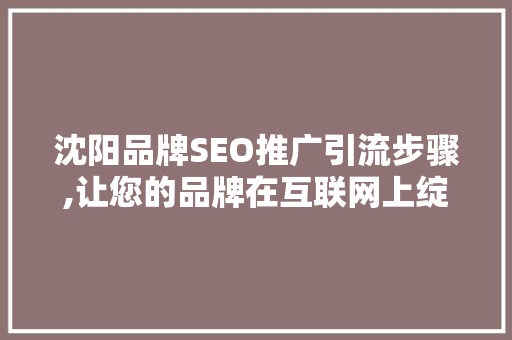 沈阳品牌SEO推广引流步骤,让您的品牌在互联网上绽放光彩