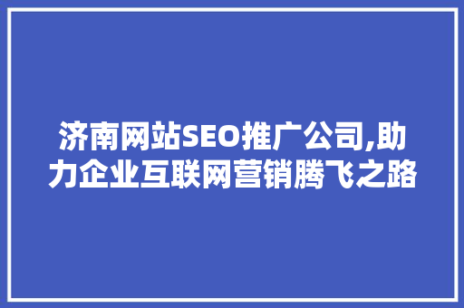 济南网站SEO推广公司,助力企业互联网营销腾飞之路
