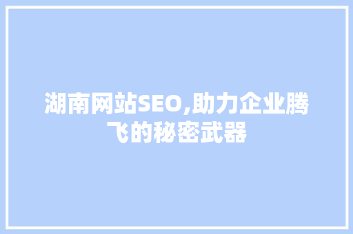 湖南网站SEO,助力企业腾飞的秘密武器