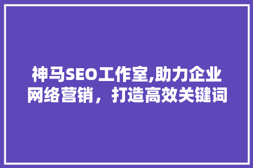 神马SEO工作室,助力企业网络营销，打造高效关键词布局步骤