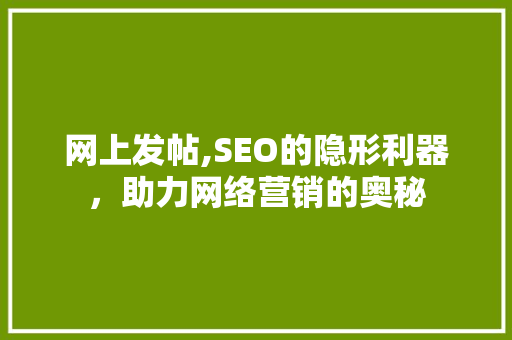 网上发帖,SEO的隐形利器，助力网络营销的奥秘