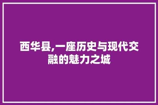 西华县,一座历史与现代交融的魅力之城