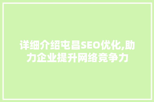 详细介绍屯昌SEO优化,助力企业提升网络竞争力
