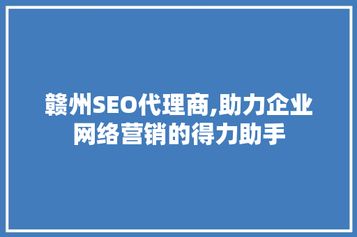 赣州SEO代理商,助力企业网络营销的得力助手
