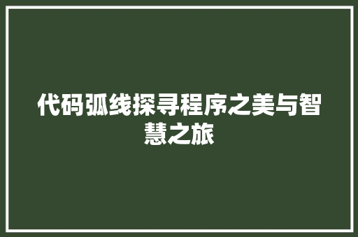 代码弧线探寻程序之美与智慧之旅