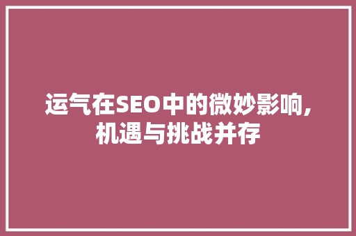 运气在SEO中的微妙影响,机遇与挑战并存