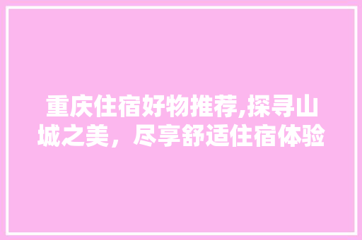 重庆住宿好物推荐,探寻山城之美，尽享舒适住宿体验