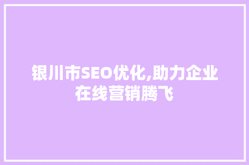 银川市SEO优化,助力企业在线营销腾飞