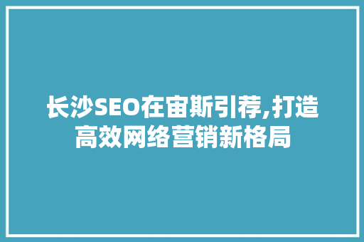 长沙SEO在宙斯引荐,打造高效网络营销新格局