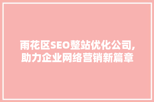 雨花区SEO整站优化公司,助力企业网络营销新篇章