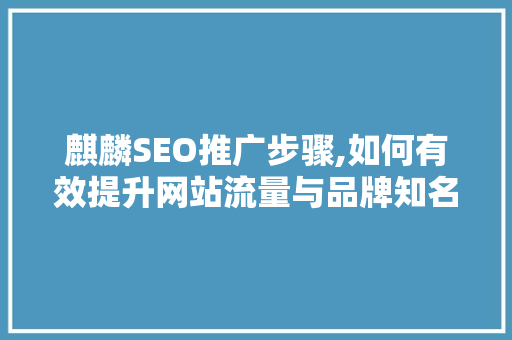 麒麟SEO推广步骤,如何有效提升网站流量与品牌知名度