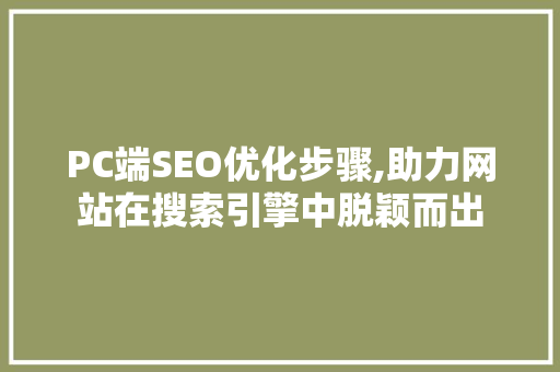 PC端SEO优化步骤,助力网站在搜索引擎中脱颖而出