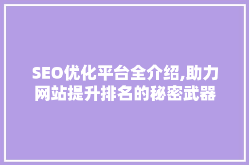 SEO优化平台全介绍,助力网站提升排名的秘密武器