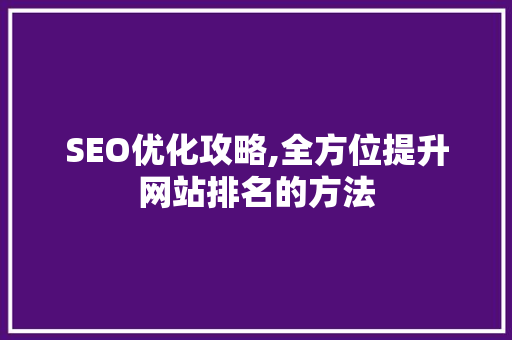 SEO优化攻略,全方位提升网站排名的方法