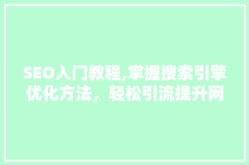 SEO入门教程,掌握搜索引擎优化方法，轻松引流提升网站排名  第1张