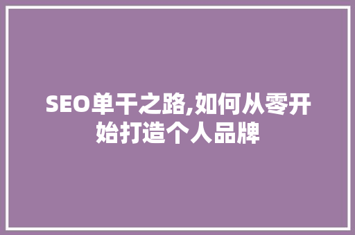 SEO单干之路,如何从零开始打造个人品牌