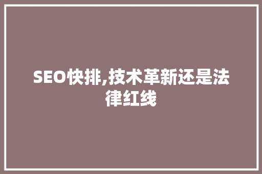SEO快排,技术革新还是法律红线