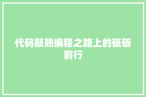 代码敲熟编程之路上的砥砺前行