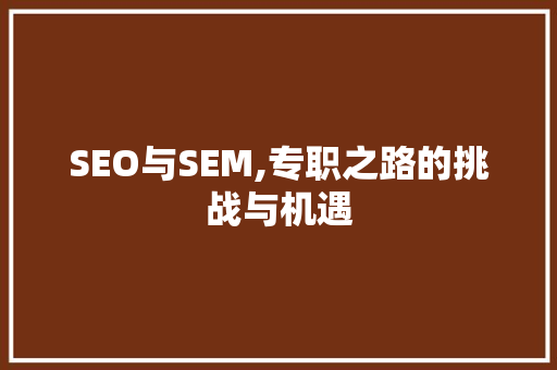 SEO与SEM,专职之路的挑战与机遇