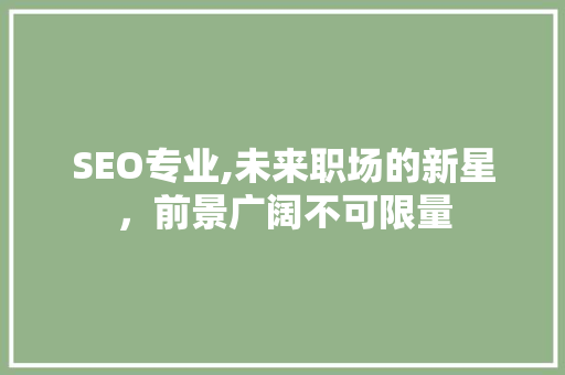 SEO专业,未来职场的新星，前景广阔不可限量