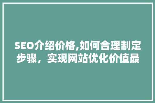 SEO介绍价格,如何合理制定步骤，实现网站优化价值最大化