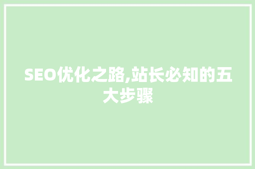 SEO优化之路,站长必知的五大步骤