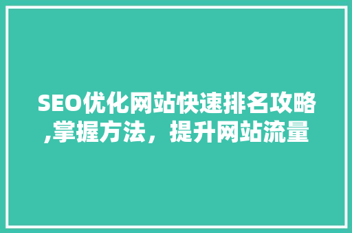 SEO优化网站快速排名攻略,掌握方法，提升网站流量与知名度
