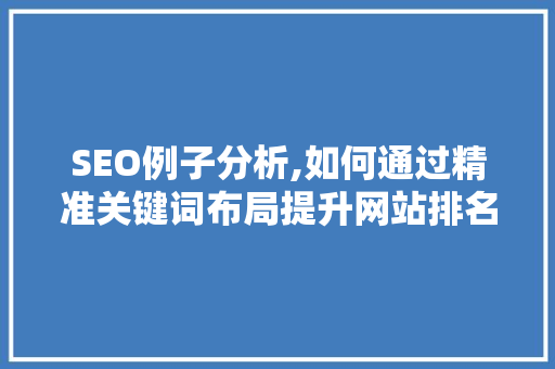 SEO例子分析,如何通过精准关键词布局提升网站排名