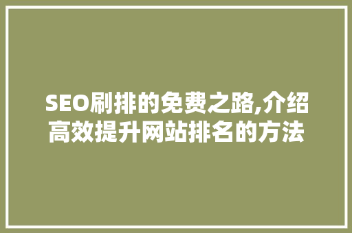 SEO刷排的免费之路,介绍高效提升网站排名的方法