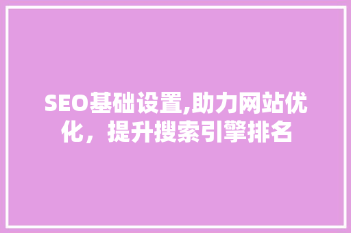 SEO基础设置,助力网站优化，提升搜索引擎排名
